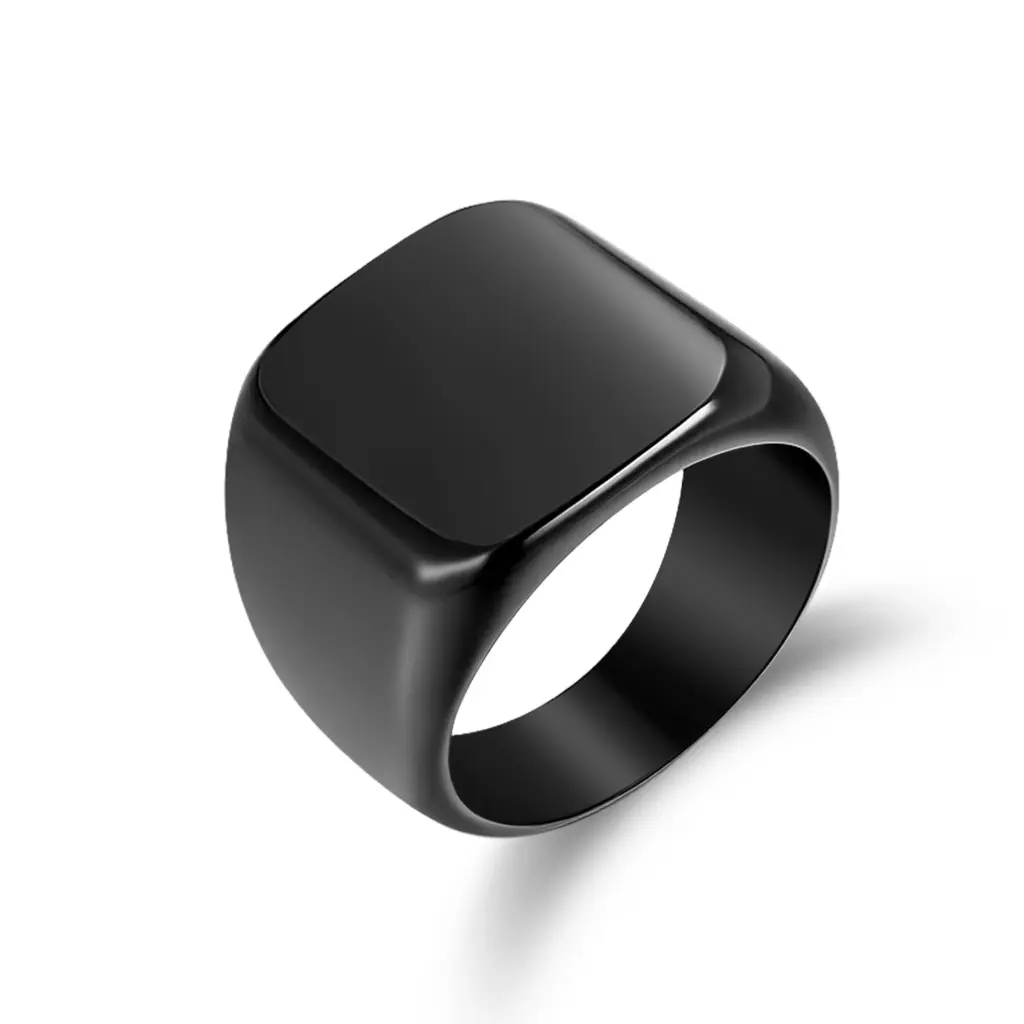 Wholesale Black Signet Ring | OEM Stainless Steel & Silver Jewelry Manufacturer DJ01R0680