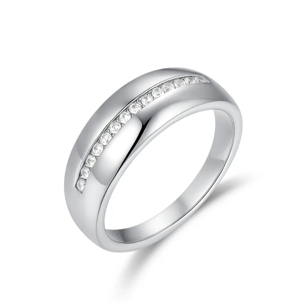 Wholesale Channel-Set Silver Ring | OEM 925 Sterling Silver Manufacturer DJ01R0692-2