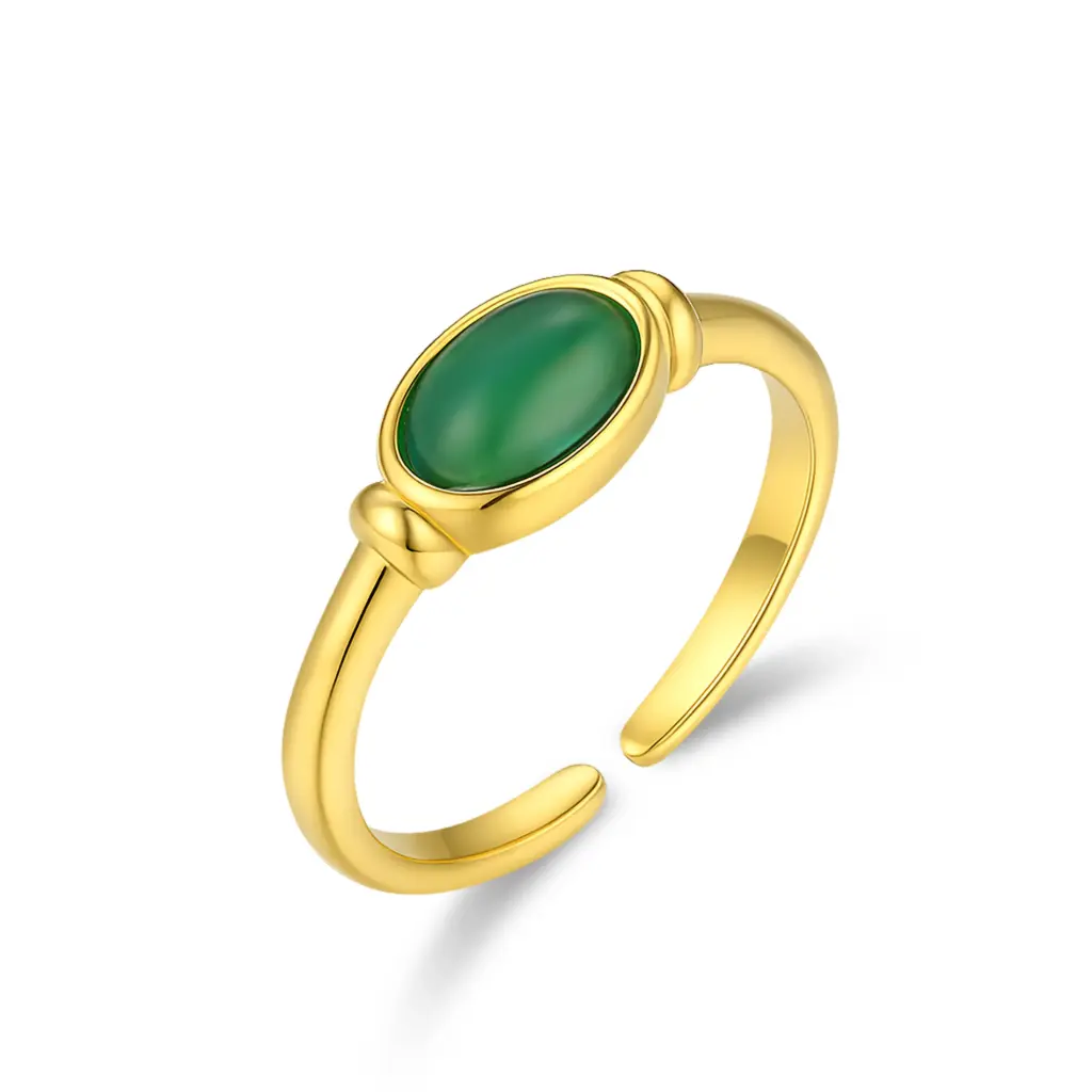 Wholesale Gold Plated Green Stone Ring | Jinyi Jewelry Manufacturer DJ01R0736