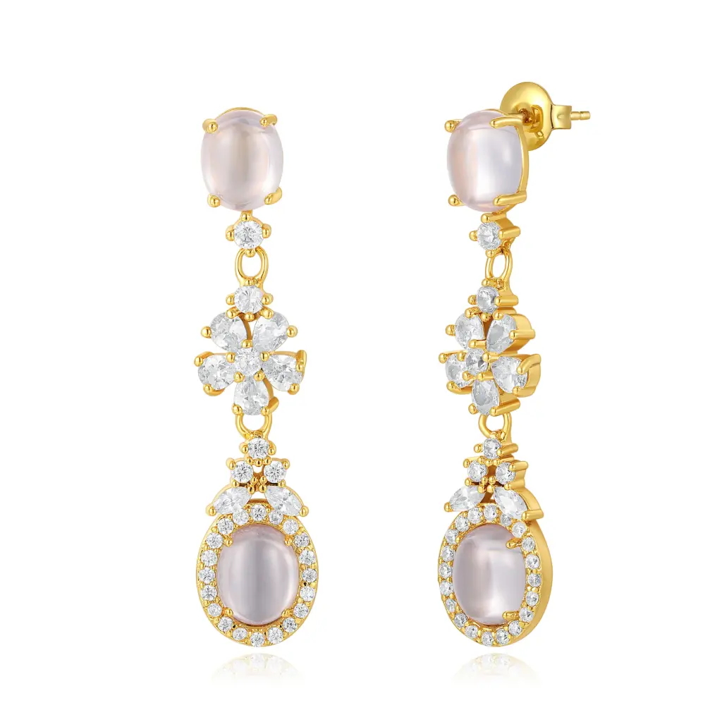 Wholesale Gold Floral Drop Earrings | Custom Jewelry Manufacturer JY09E0021