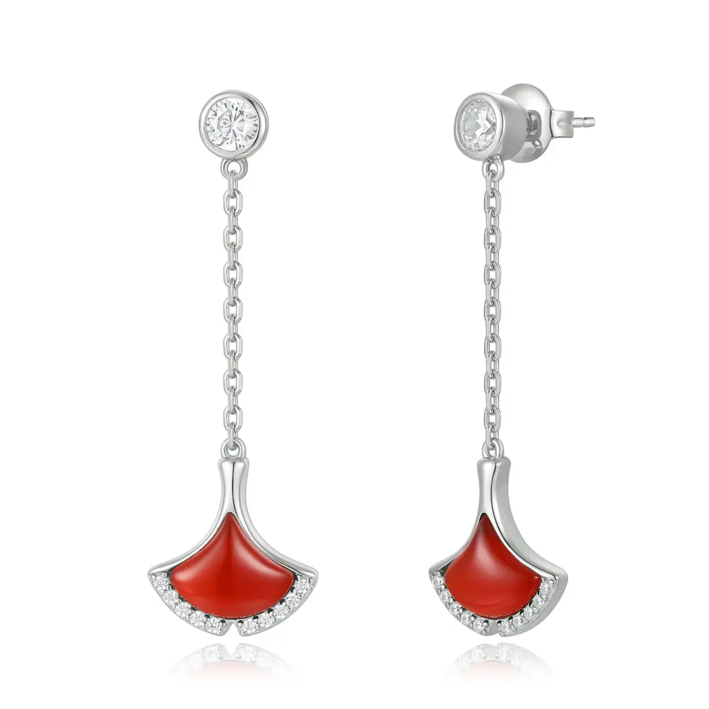Wholesale 925 Sterling Silver Red Enamel Drop Earrings | Jinyi Jewelry JY09E0033-3