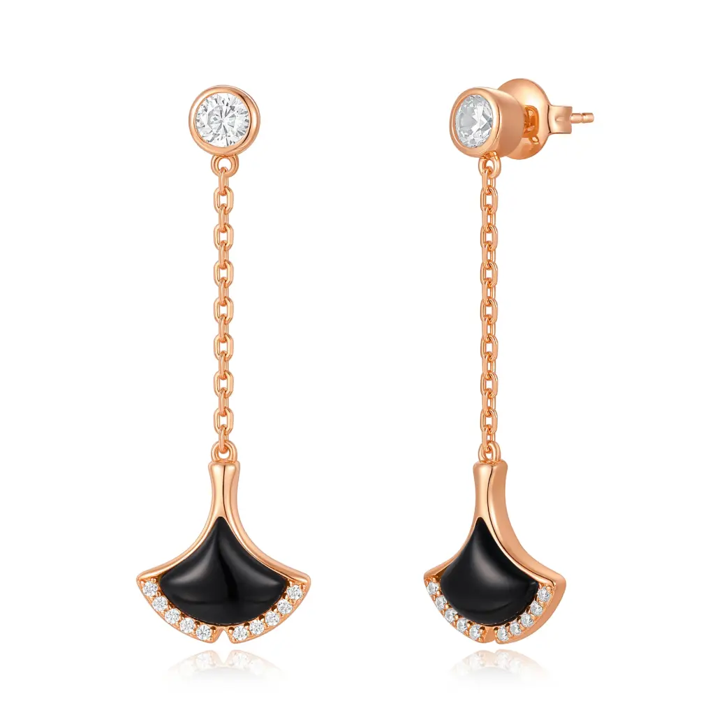 Wholesale Rose Gold Black Enamel Drop Earrings | Jinyi Jewelry JY09E0033-6