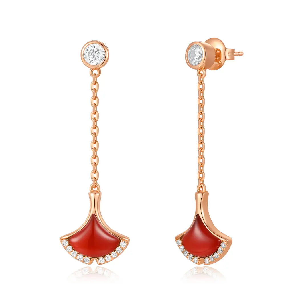 Wholesale Rose Gold Red Enamel Drop Earrings | Jinyi Jewelry JY09E0033-7