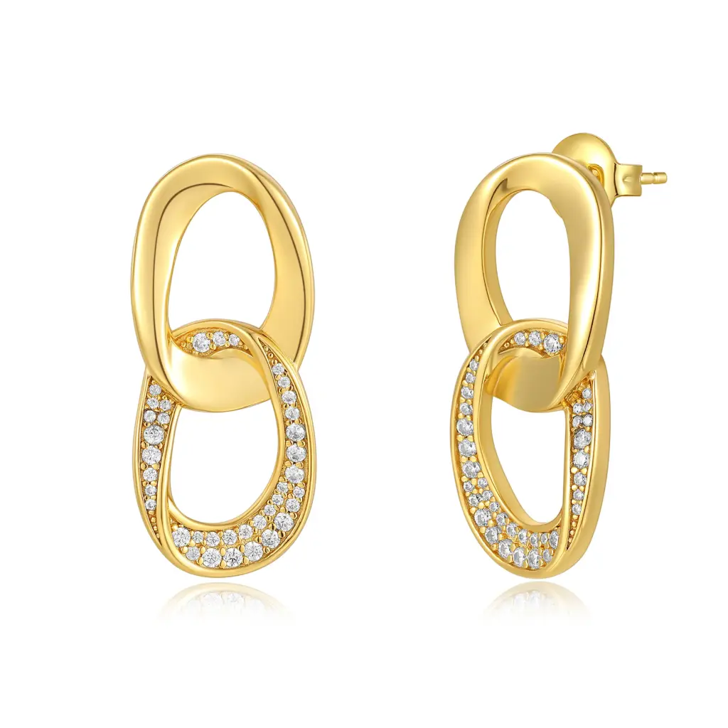 Wholesale Gold-Plated Interlocking Oval Drop Earrings | Jinyi Jewelry JY09E0036