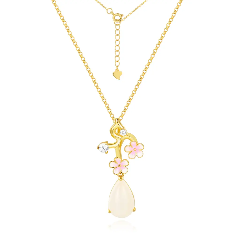 gold floral necklace, wholesale jewelry, custom jewelry manufacturer JY09N0014