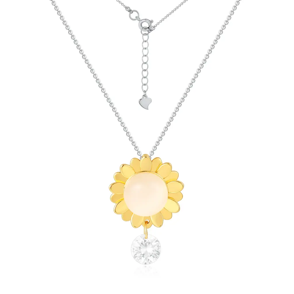 Wholesale Two-Tone Sunflower Pendant | 925 Silver & Gold Jewelry Manufacturer JY09N0090