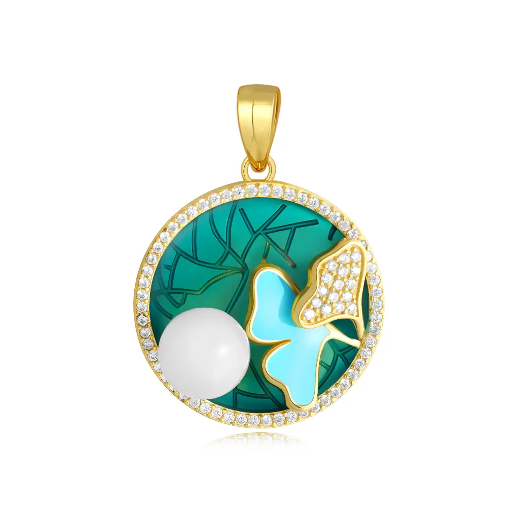 Wholesale Enamel Butterfly Pendant | Gold Jewelry Manufacturer & 925 Silver JY09P0003