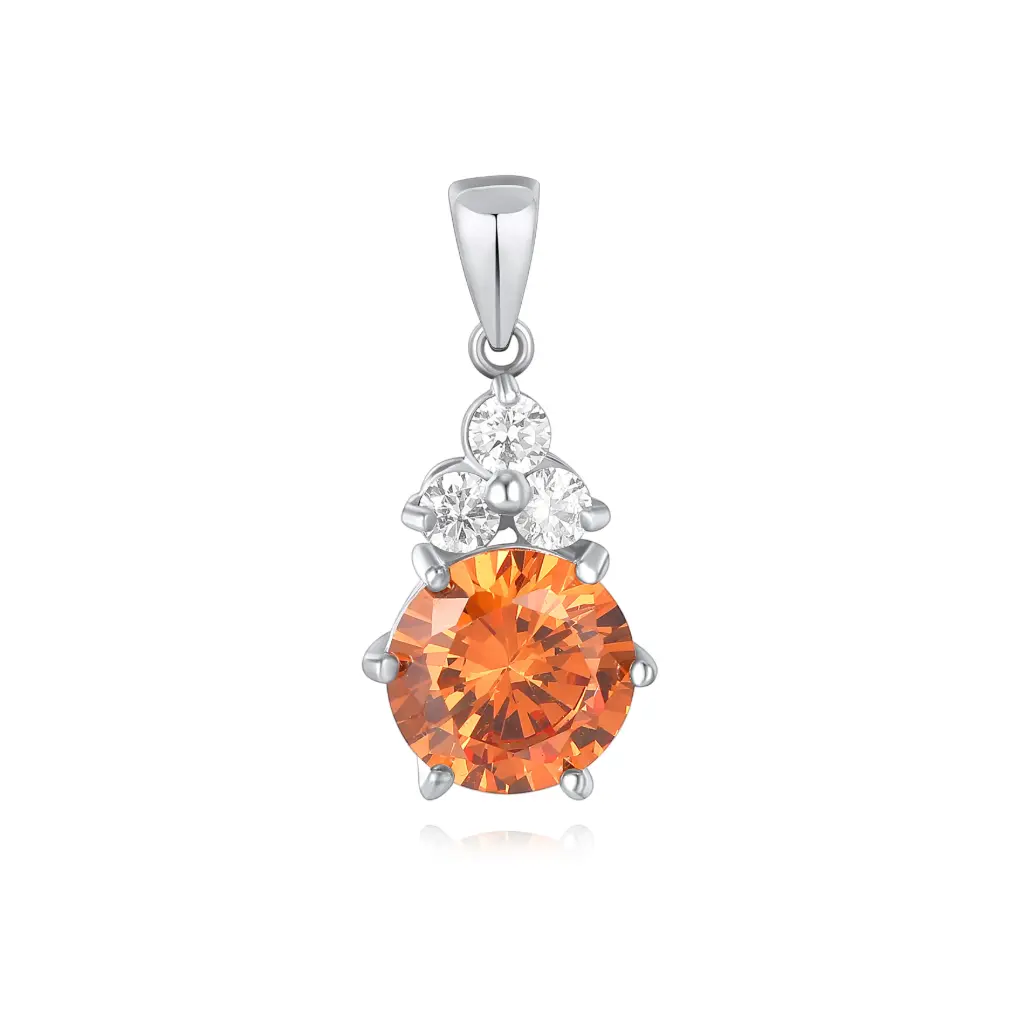 Wholesale Orange Stone Pendant | 925 Sterling Silver Jewelry Manufacturer JY09P0114
