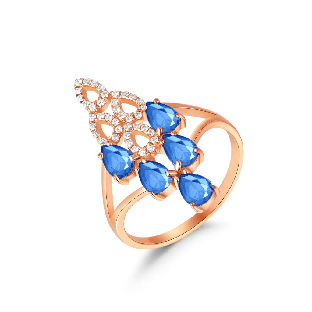 Wholesale Blue Stone Statement Ring | Gold Jewelry Manufacturer & B2B JY09R0011