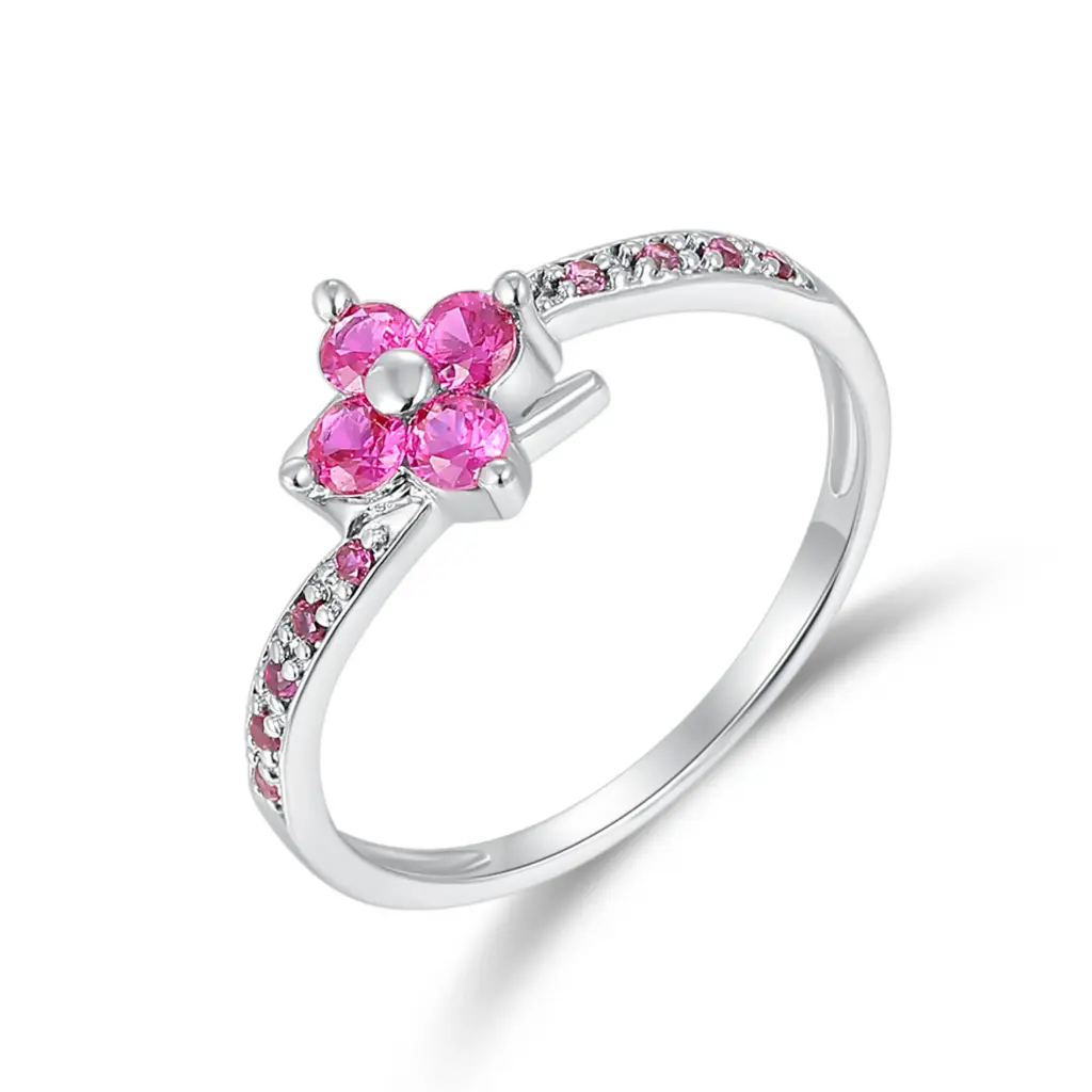 Wholesale Pink Flower Silver Ring | Jinyi Jewelry JY09R0158