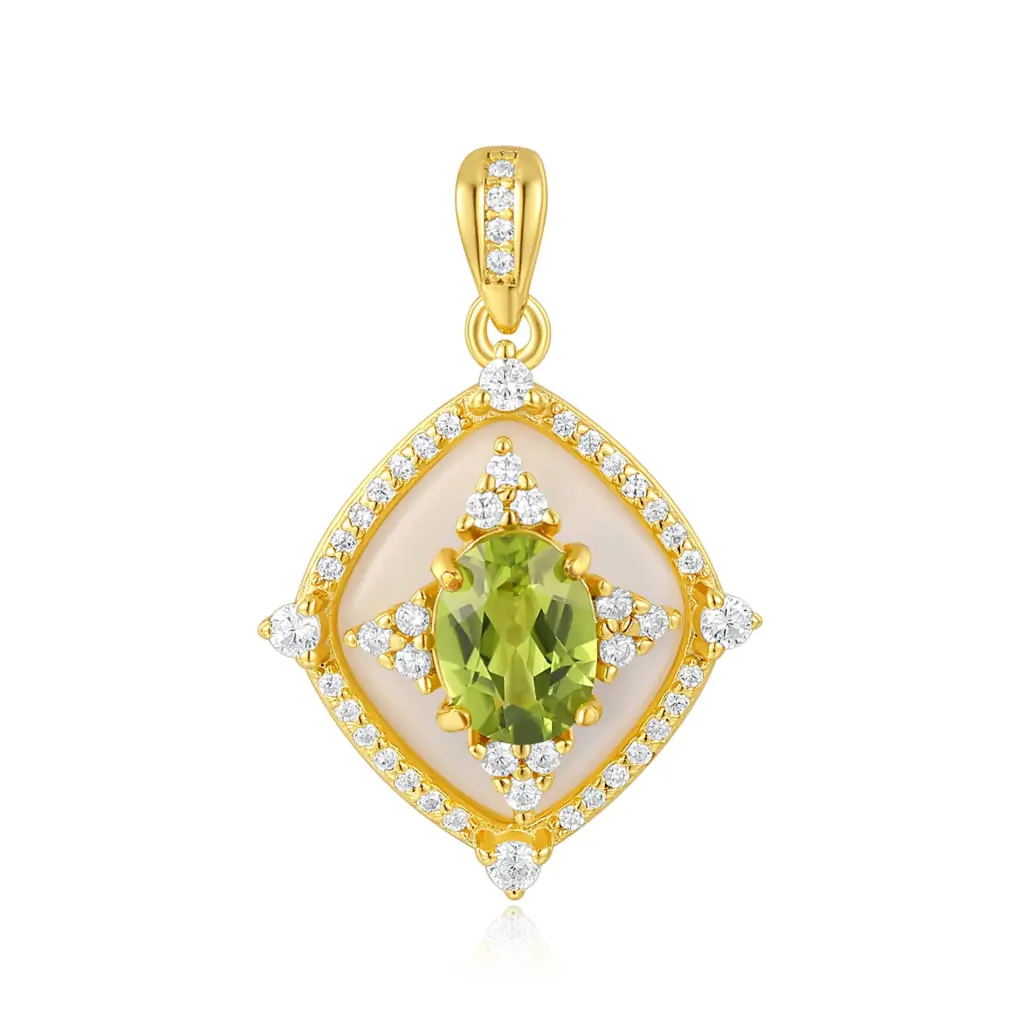 Wholesale Geometric Gold Peridot Pendant | Jinyi Jewelry JY13P0003