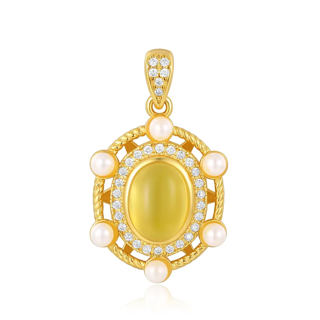 Yellow Gemstone Pearl Gold Pendant | Jinyi Jewelry JY13P0007