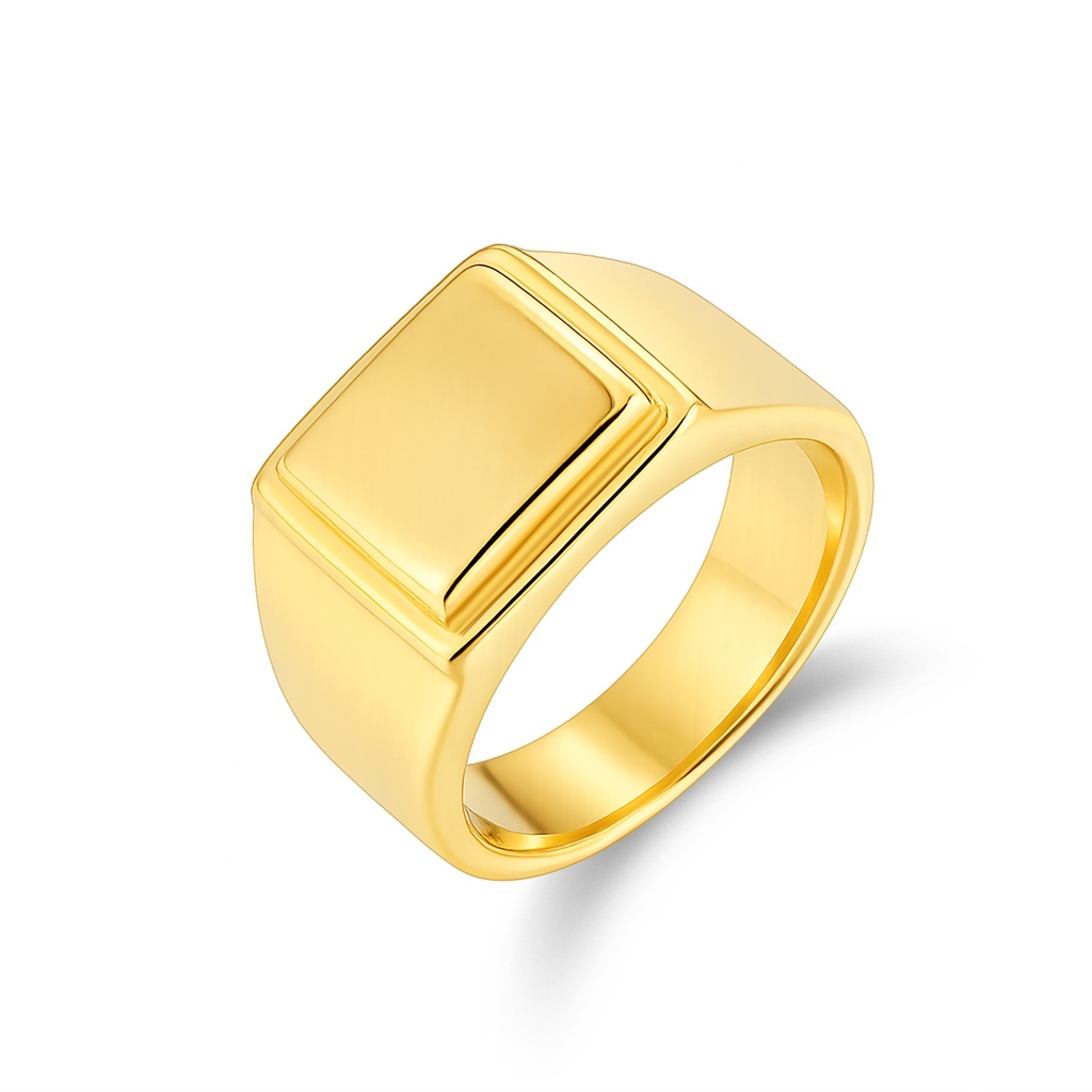 Classic Gold Square Signet Ring – Bold, Minimalist Stainless Steel