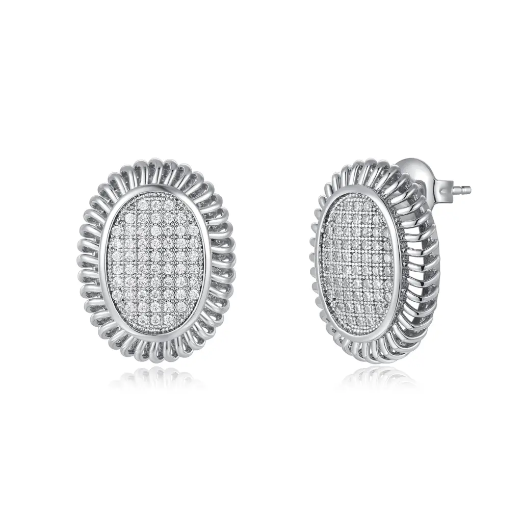 Wholesale Oval Pave CZ Rope Stud Earrings | Jinyi Jewelry Factory JY09E0167