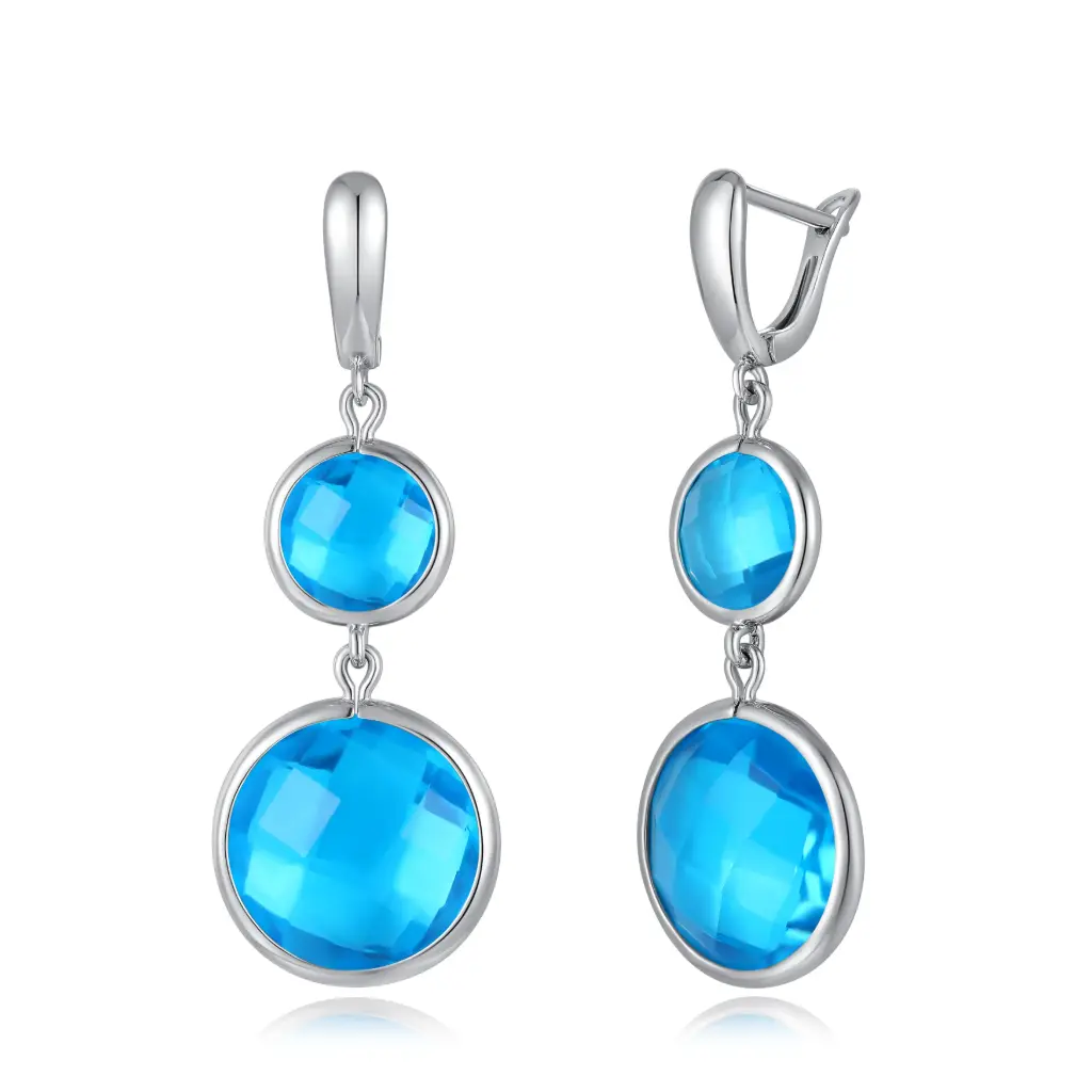 Ocean Blue Crystal Drop Earrings | Wholesale 925 Silver & Brass Jewelry Supplier JY09E0182