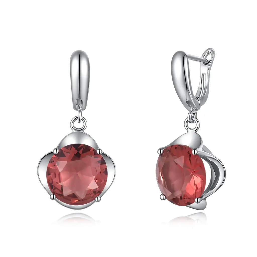 Elegant Pink Gemstone Drop Leverback Earrings | Wholesale Fine Jewelry JY09E0240