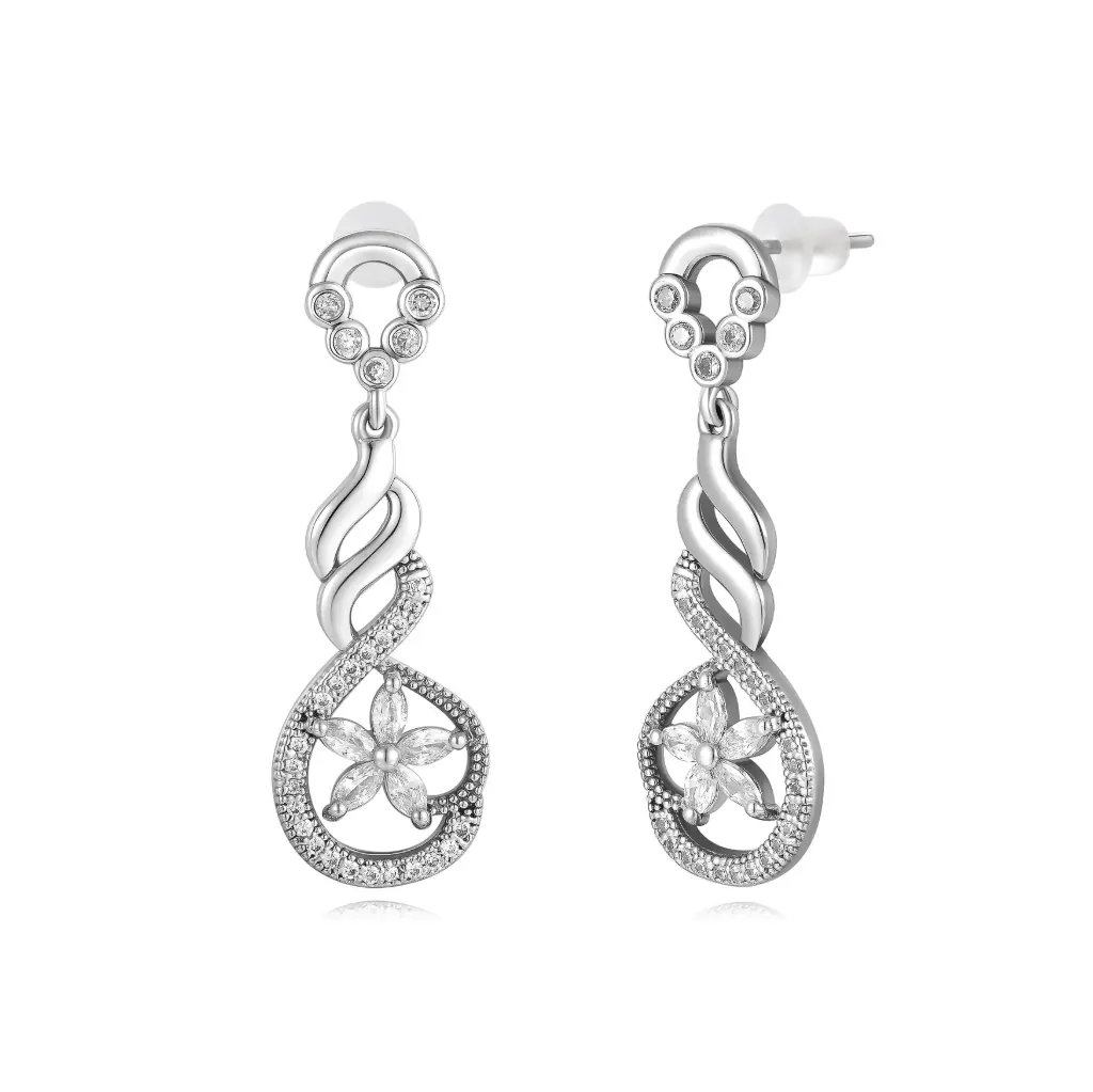 Marquise Flower Infinite Drop Earrings | Custom 925 Sterling Silver & Stainless Steel Jewelry Manufacturer JY09E0286-1