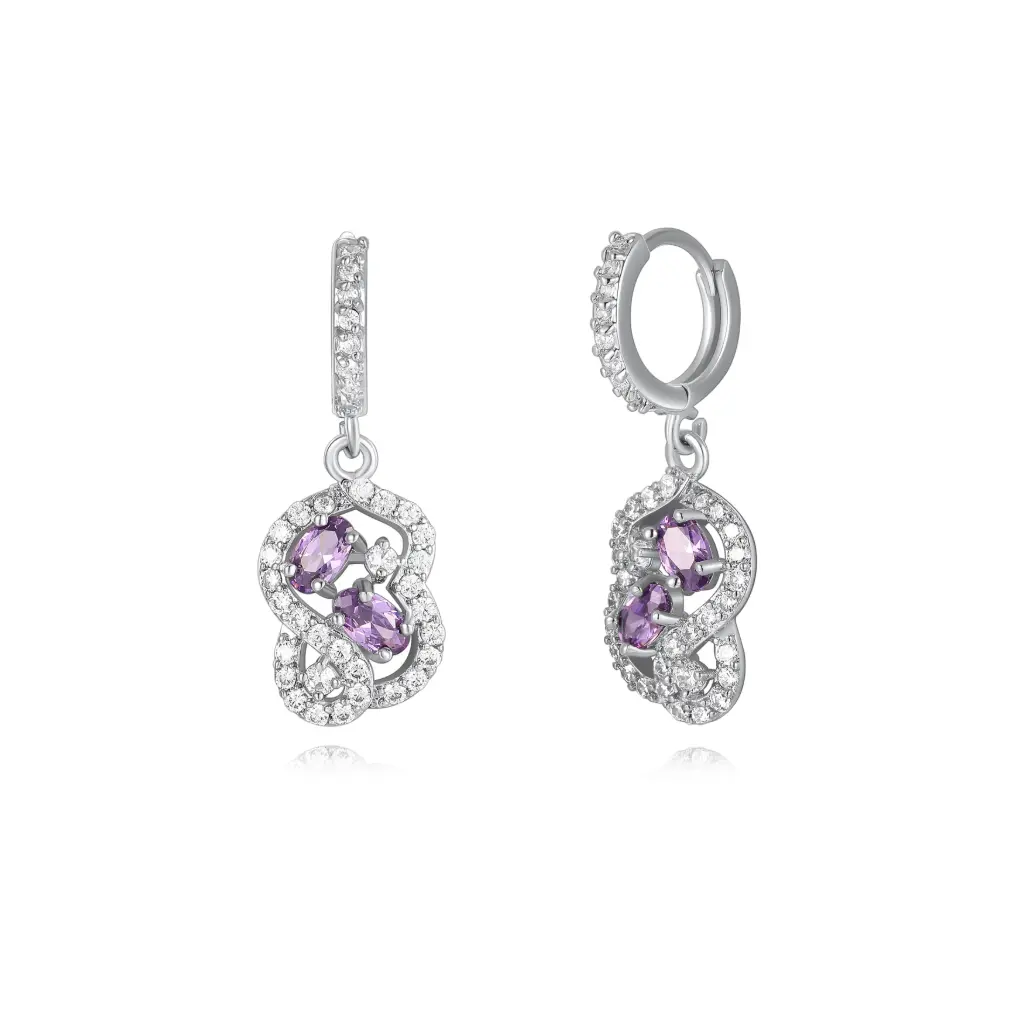 Custom Amethyst Swirl Huggie Earrings Wholesale | Vietnam & Chinese Jewelry Manufacturer JY09E0331