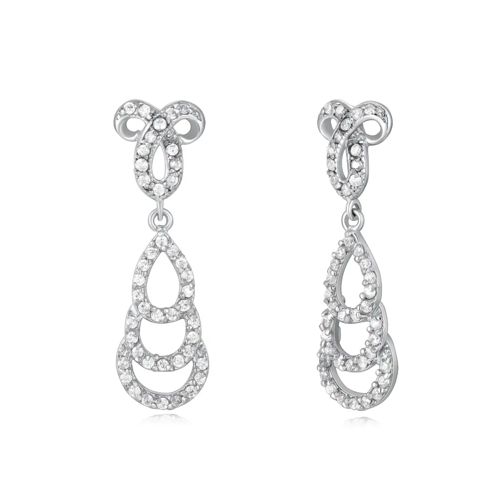 Custom Cascading Teardrop CZ Earrings Wholesale | Vietnam & Chinese Jewelry Manufacturer JY09E0332