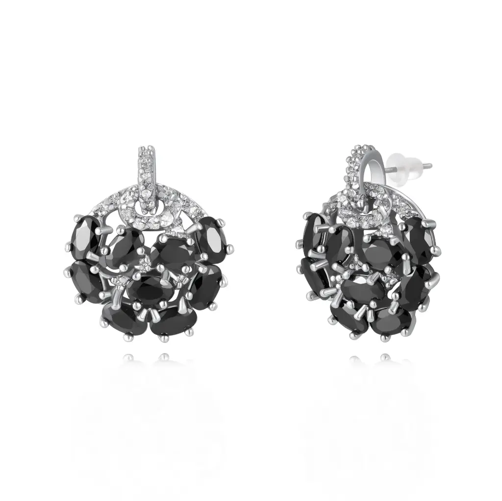 Wholesale Black Gemstone Cluster Earrings | Jinyi Jewelry ManufacturerJY09E0337