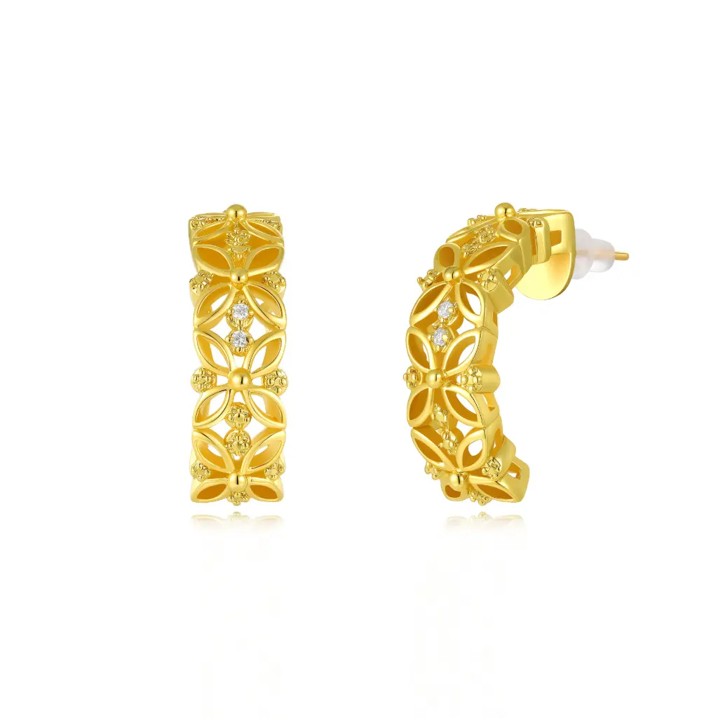 Wholesale Gold Filigree Floral Earrings | Jinyi Jewelry Manufacturer JY09E0343