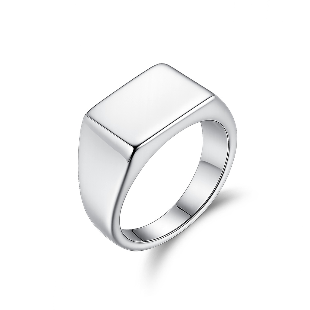 Classic Polished Square Signet Ring Stainless Steel Unisex Jewelry Piece