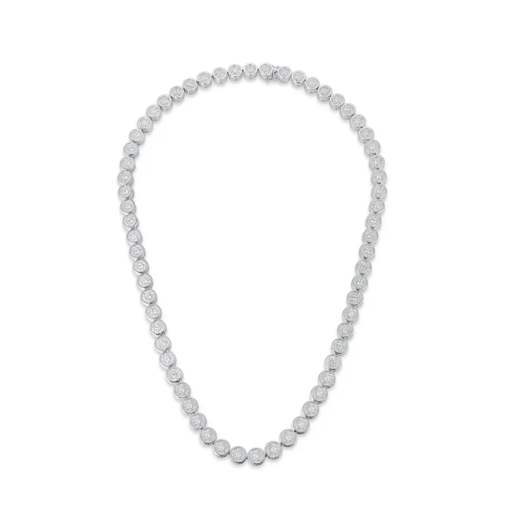 Custom 925 Silver & Brass Cluster Tennis Chain | Jinyi Jewelry Factory JY09N0029