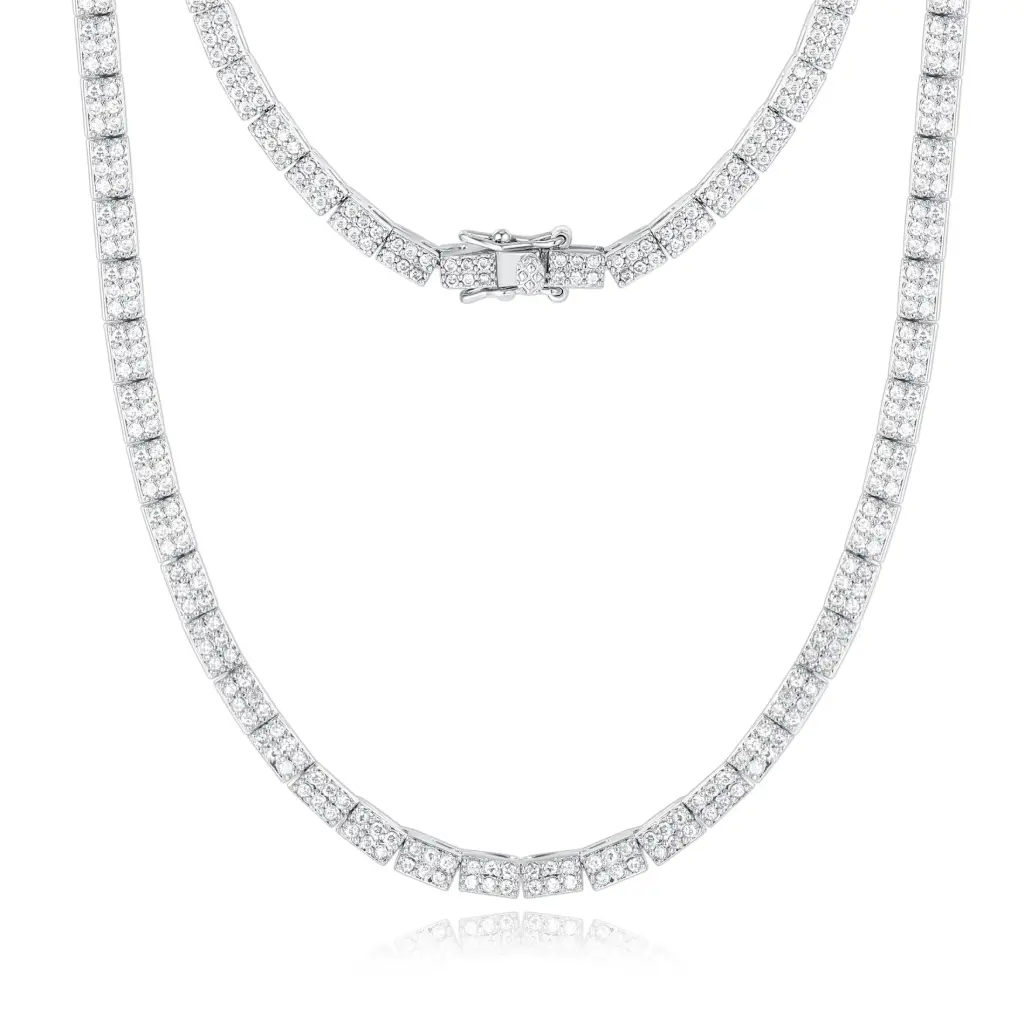 3-Row Iced Out Square Tennis Chain Wholesale | Vietnam & China Jewelry FactoryJY09N0101