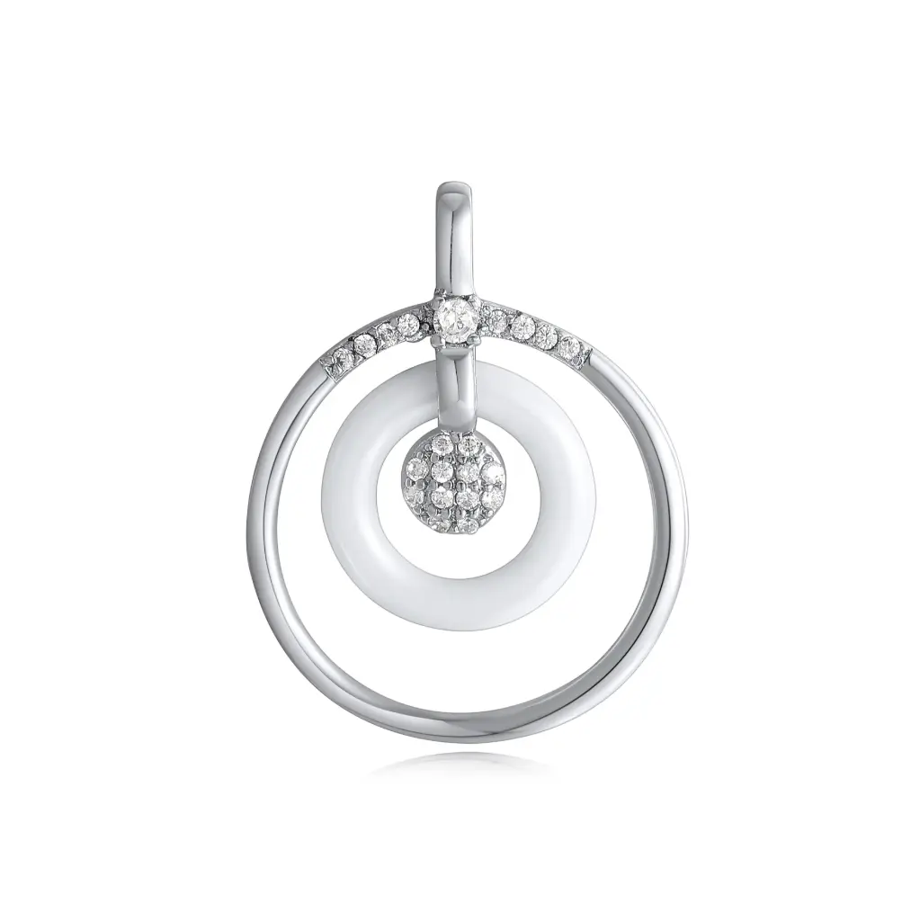 Double Circle Ceramic Jade CZ Pendant Wholesale JY09P0213