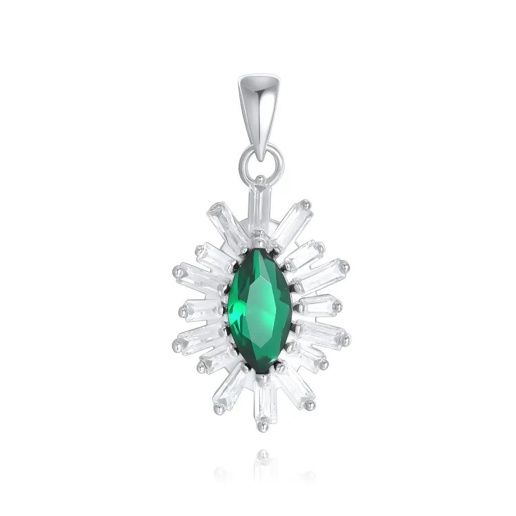 Emerald Green Starburst CZ Pendant Wholesale JY09P0231