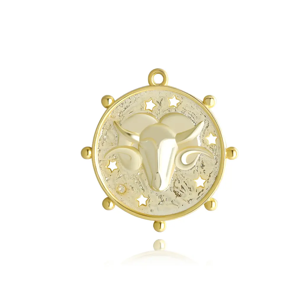Vintage Gold Aries Zodiac Coin Pendant Wholesale JY09P0231GLD