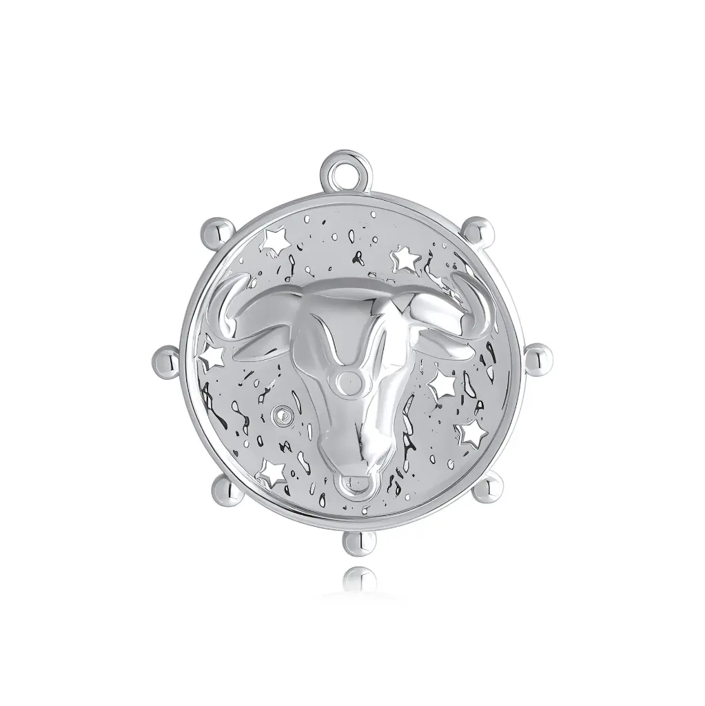 Vintage Silver Taurus Zodiac Coin Pendant Wholesale JY09P0231RHD