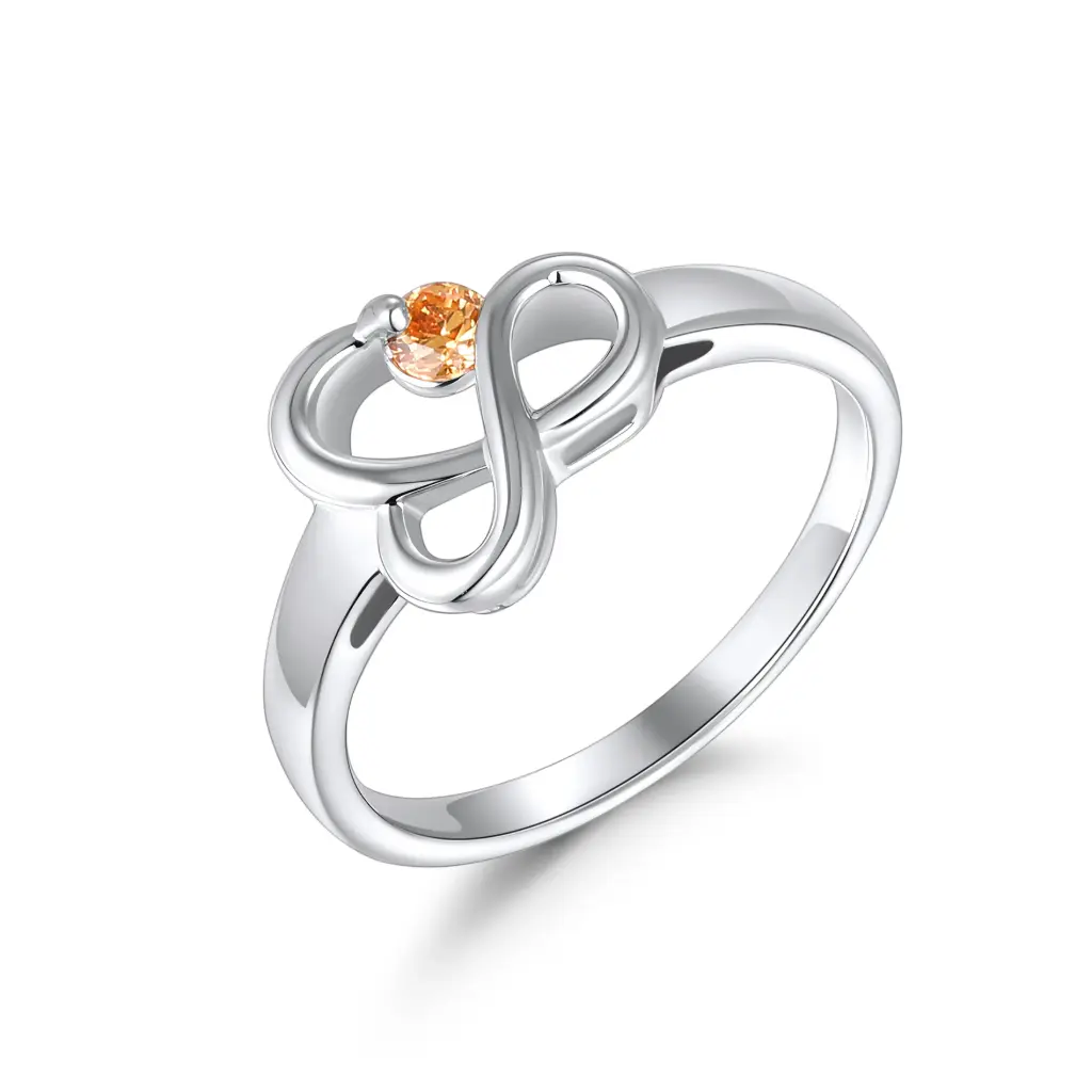 Silver Infinity Orange CZ Ring Wholesale JY09R0294