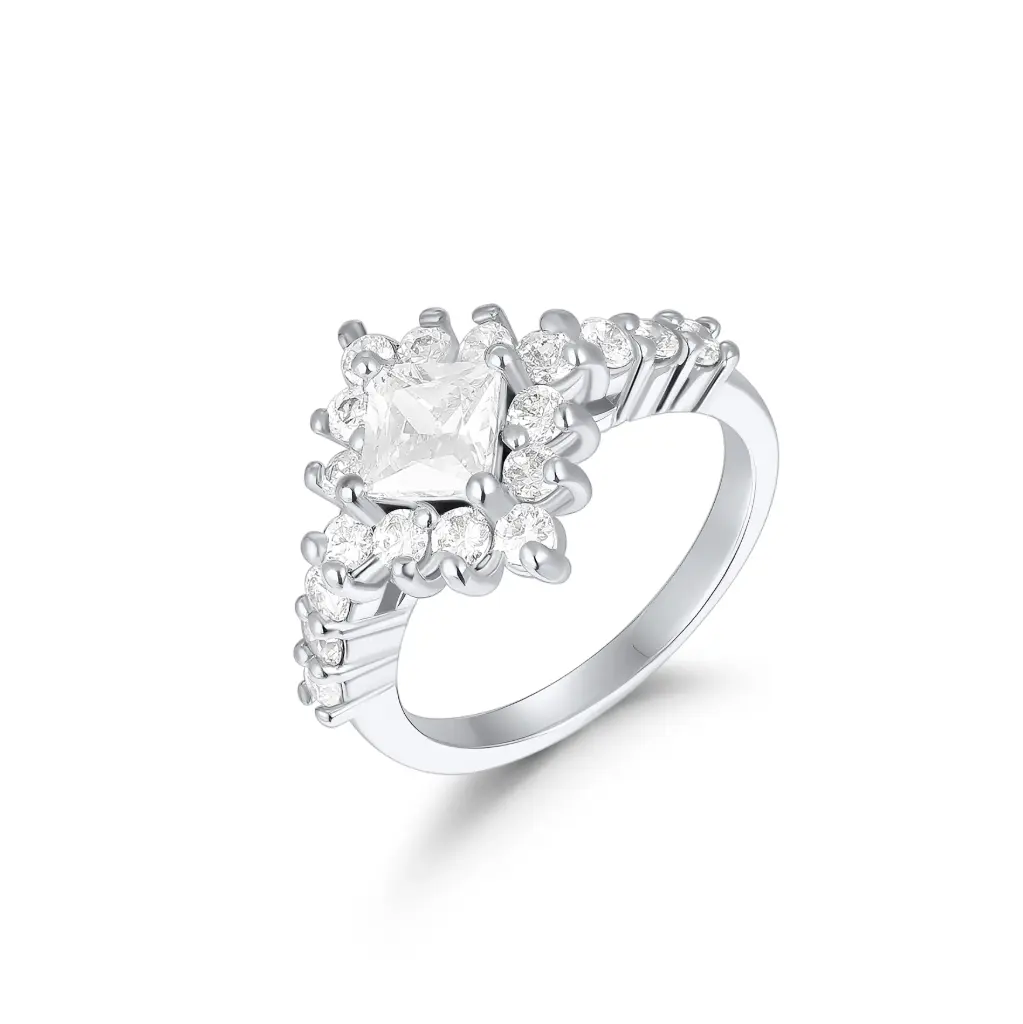 Radiant Cut CZ Halo Engagement Ring Wholesale JY09R0298