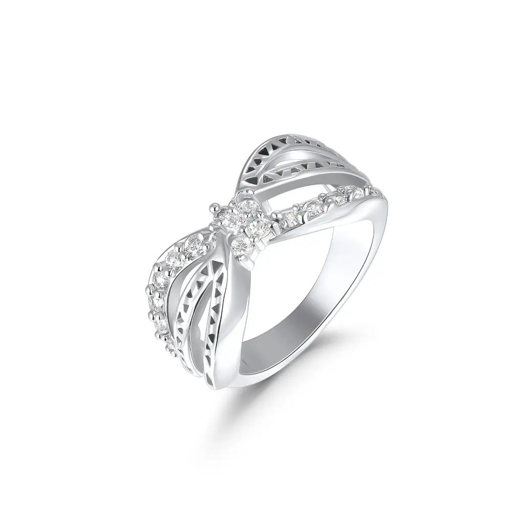 Silver Crossover Bow Ring Wholesale JY09R0322