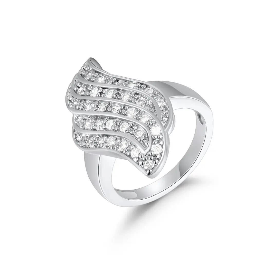 Multi-Row Pave Wave Ring Wholesale JY09R0436