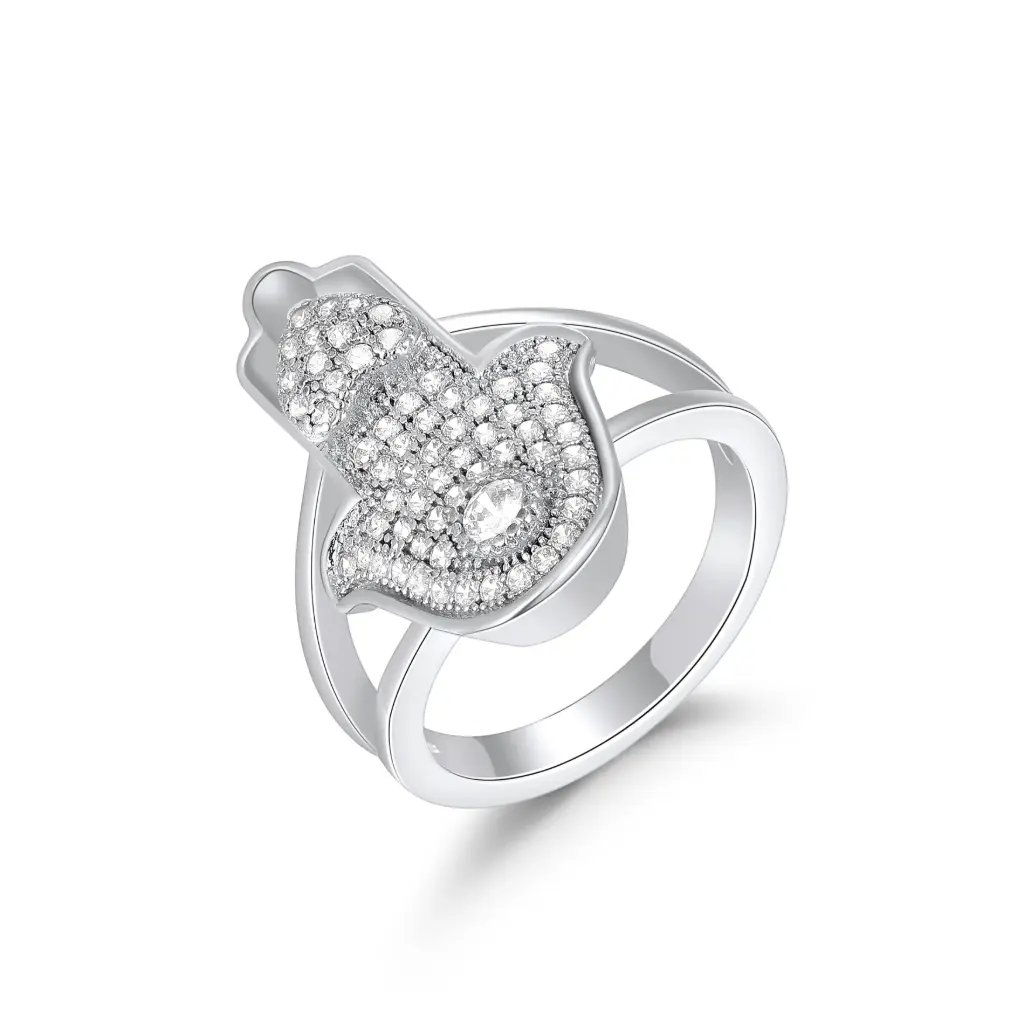 Hamsa Hand Evil Eye CZ Ring Wholesale JY09R0437