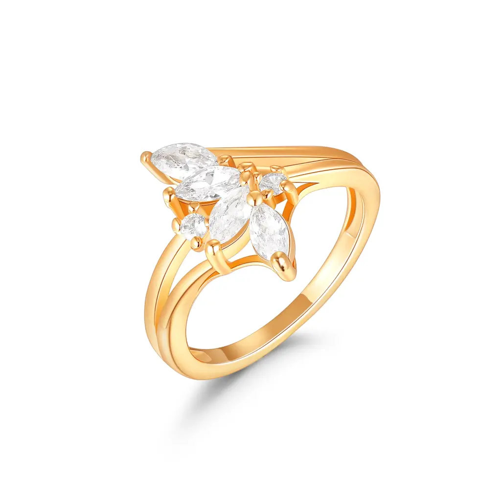 Gold Marquise CZ Cluster Ring Wholesale JY09R0472