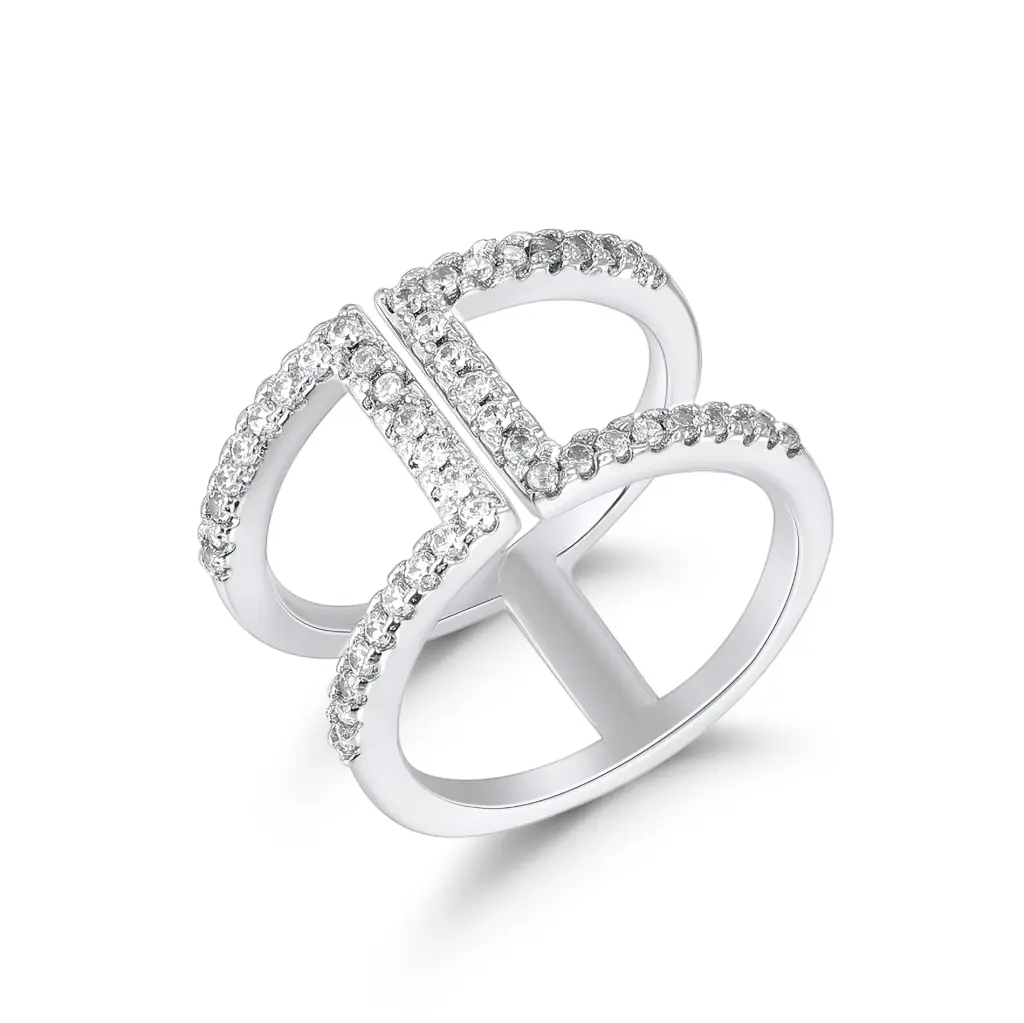 Double Band Anchor Link CZ Ring Wholesale JY09R0531