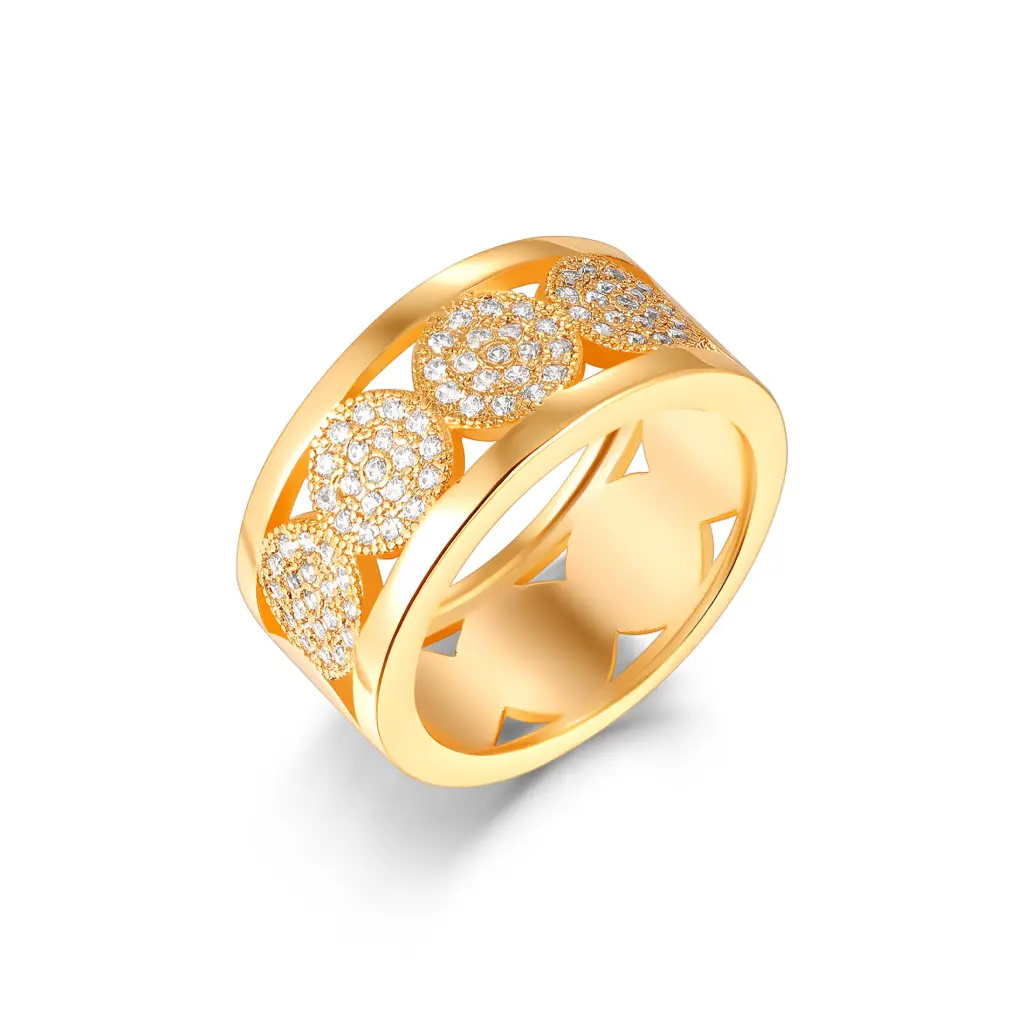 Chunky Gold Plated Wide Band Ring JY09R0562