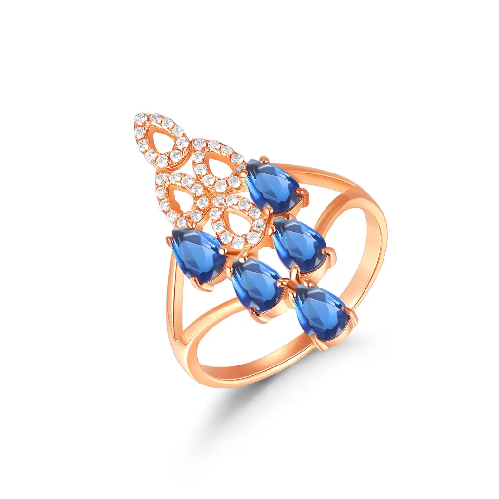 Blue Pear CZ Rose Gold Ring Wholesale JY09R0563