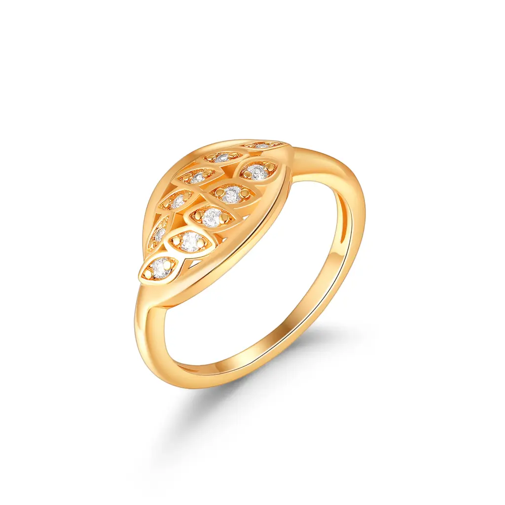 Gold Filigree Teardrop CZ Ring JY09R0583
