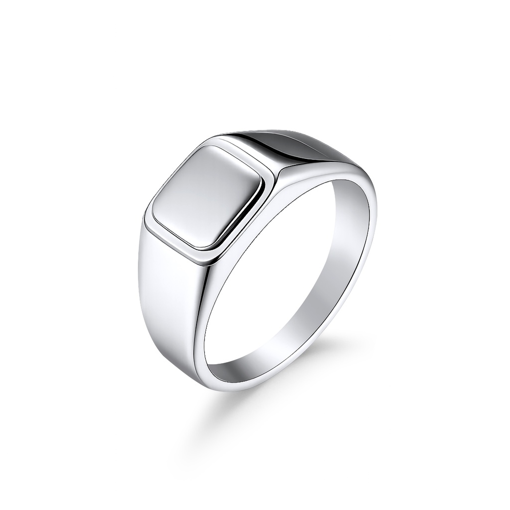 Classic Stainless Steel Signet Ring with Sleek Minimalist Square Design