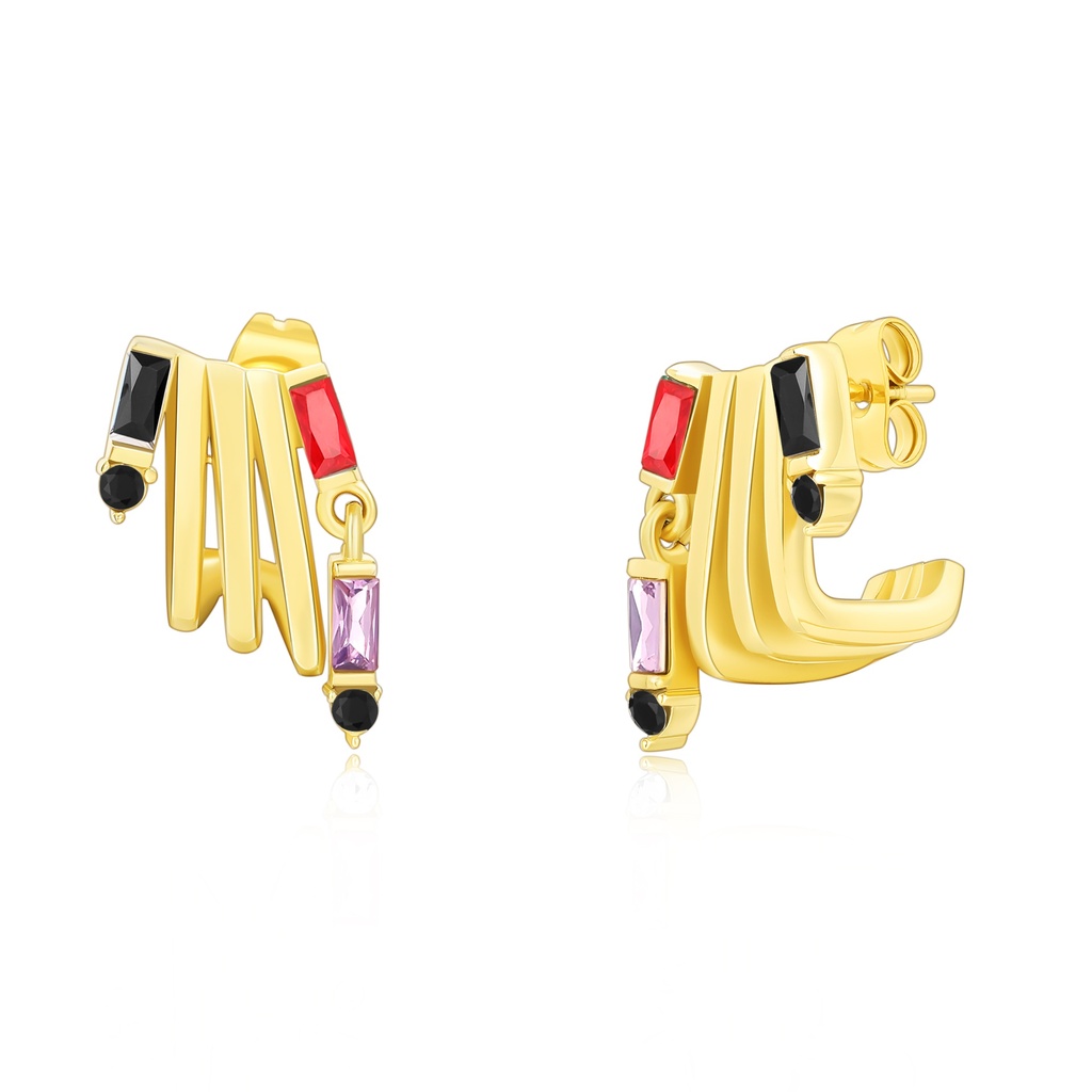 Colorful Art Deco-Inspired Hand Earrings with Crystal Accents