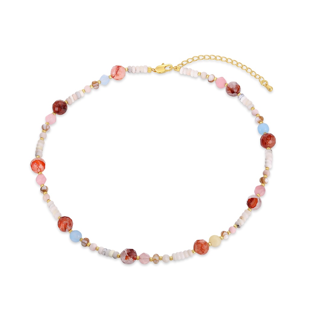 Colorful Handmade Beaded Necklace for a Playful Summer Look