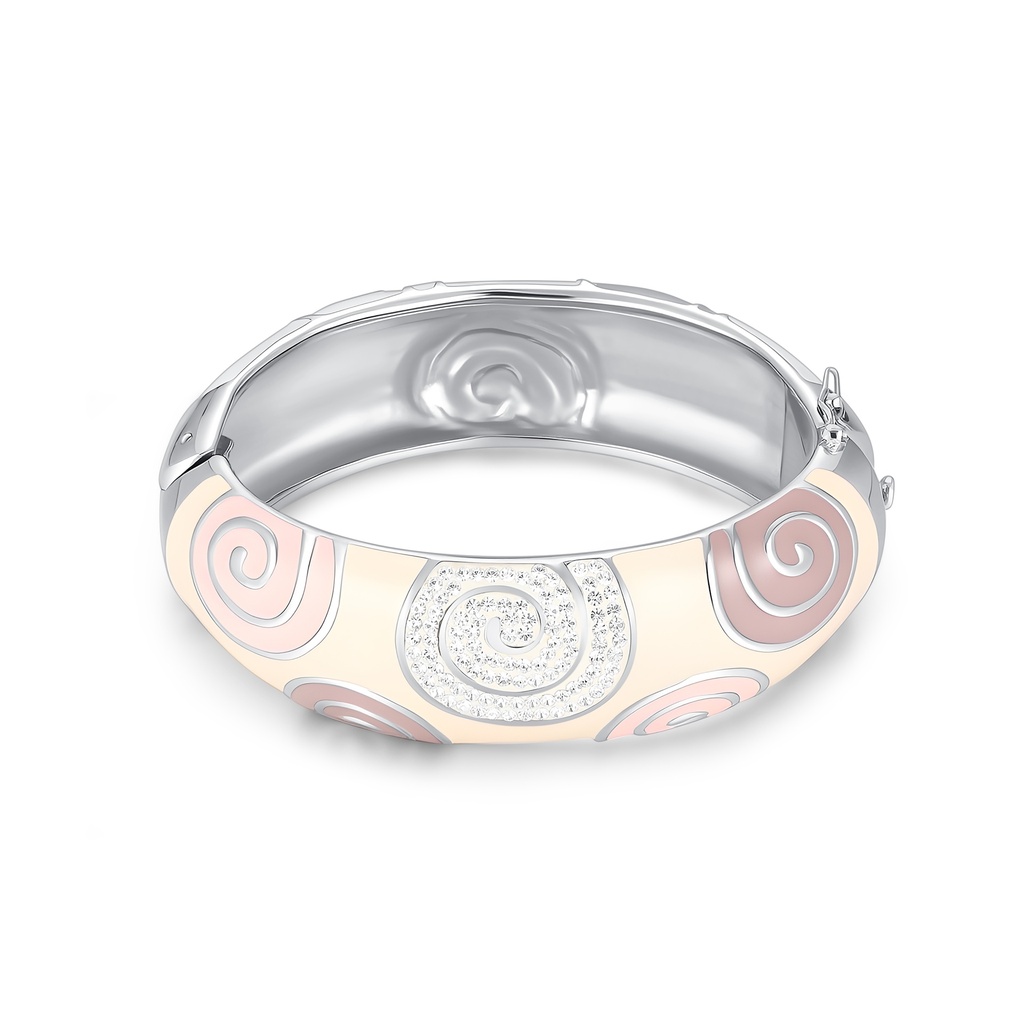 Colorful Spiral Stainless Steel Bangle with Crystal Inlay Accents