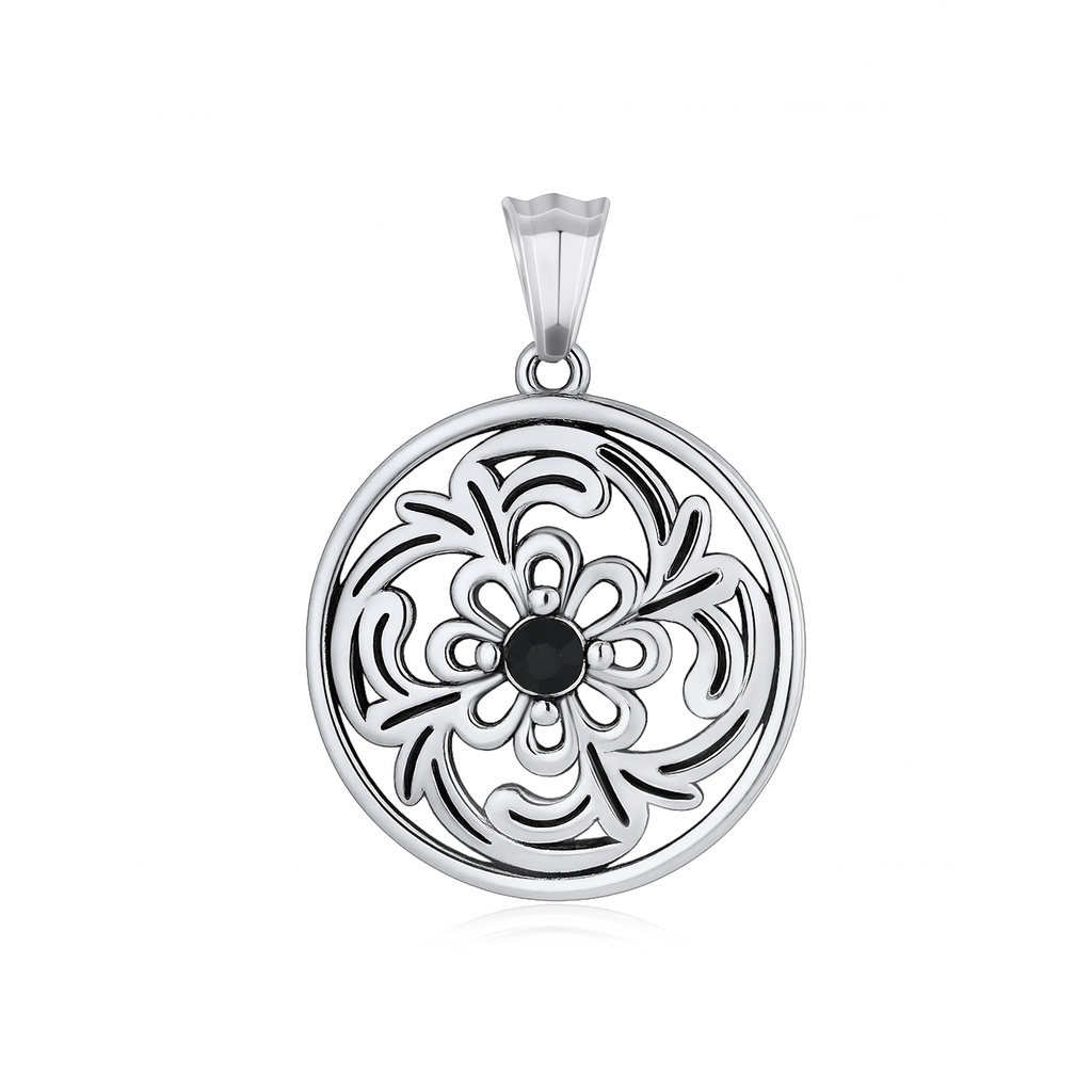 Angel Wings Stainless Steel Pendant with Heart-Shaped Feather Design