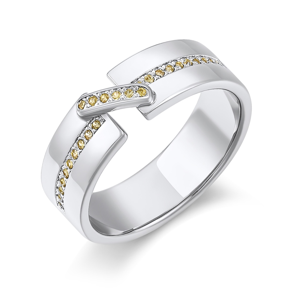 Contemporary Split Band Brass Ring With Yellow CZ Inlays