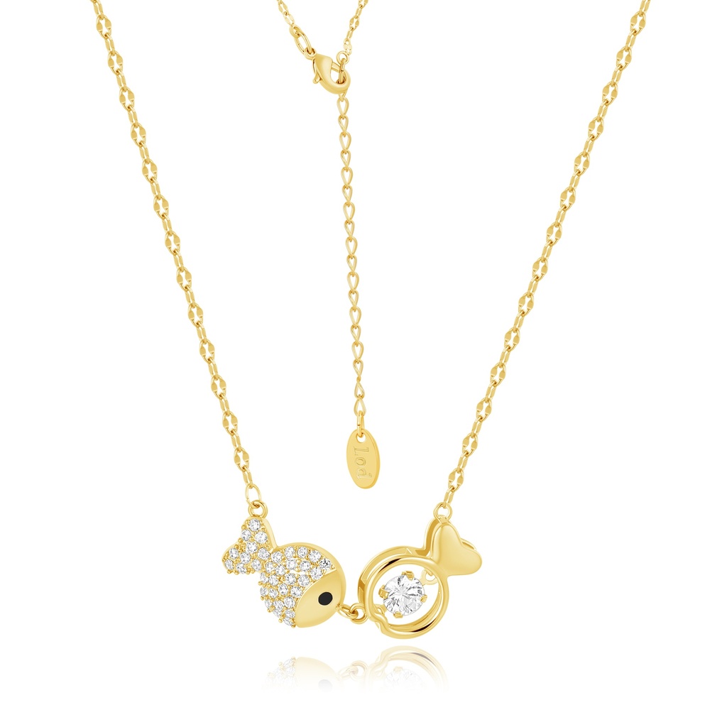 Cute Fish Pendant Necklace with CZ Bubble Accent