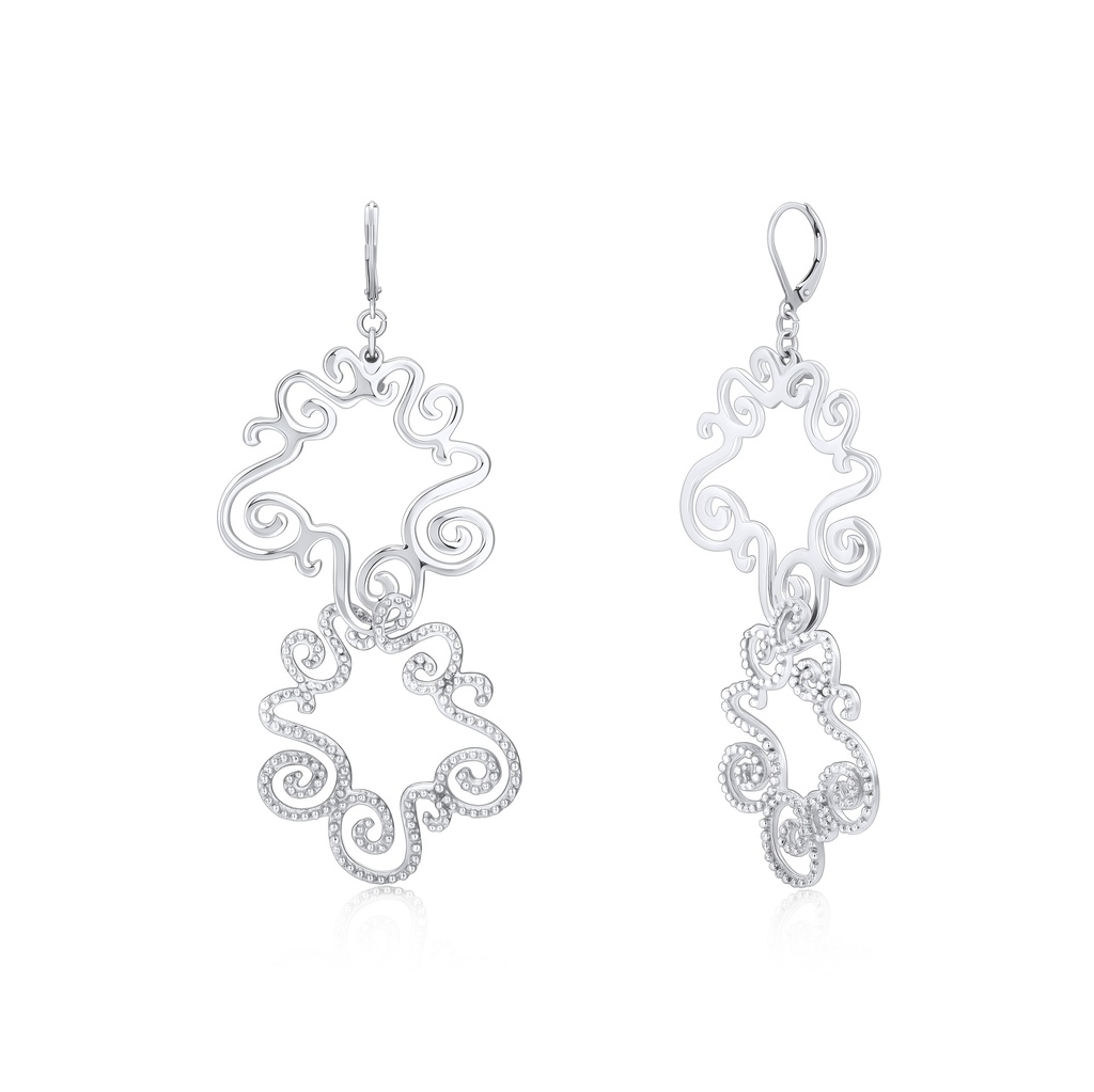 Artistic Stainless Steel Dangle Earrings with Intricate Swirl Statement Design